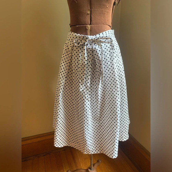 See You Monday Vintage Style tie Skirt Women black and white polka dots XL midi - Picture 1 of 7